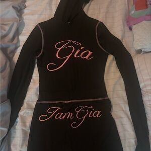 Gia Black and Pink Women's Hoodie Set